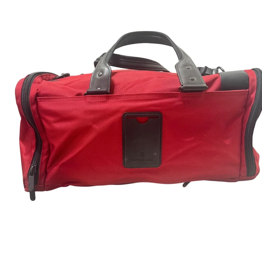 Victorinox Duffel Bag Unisex Large Red Good Ballistic Nylon‎ Leather Trim Travel